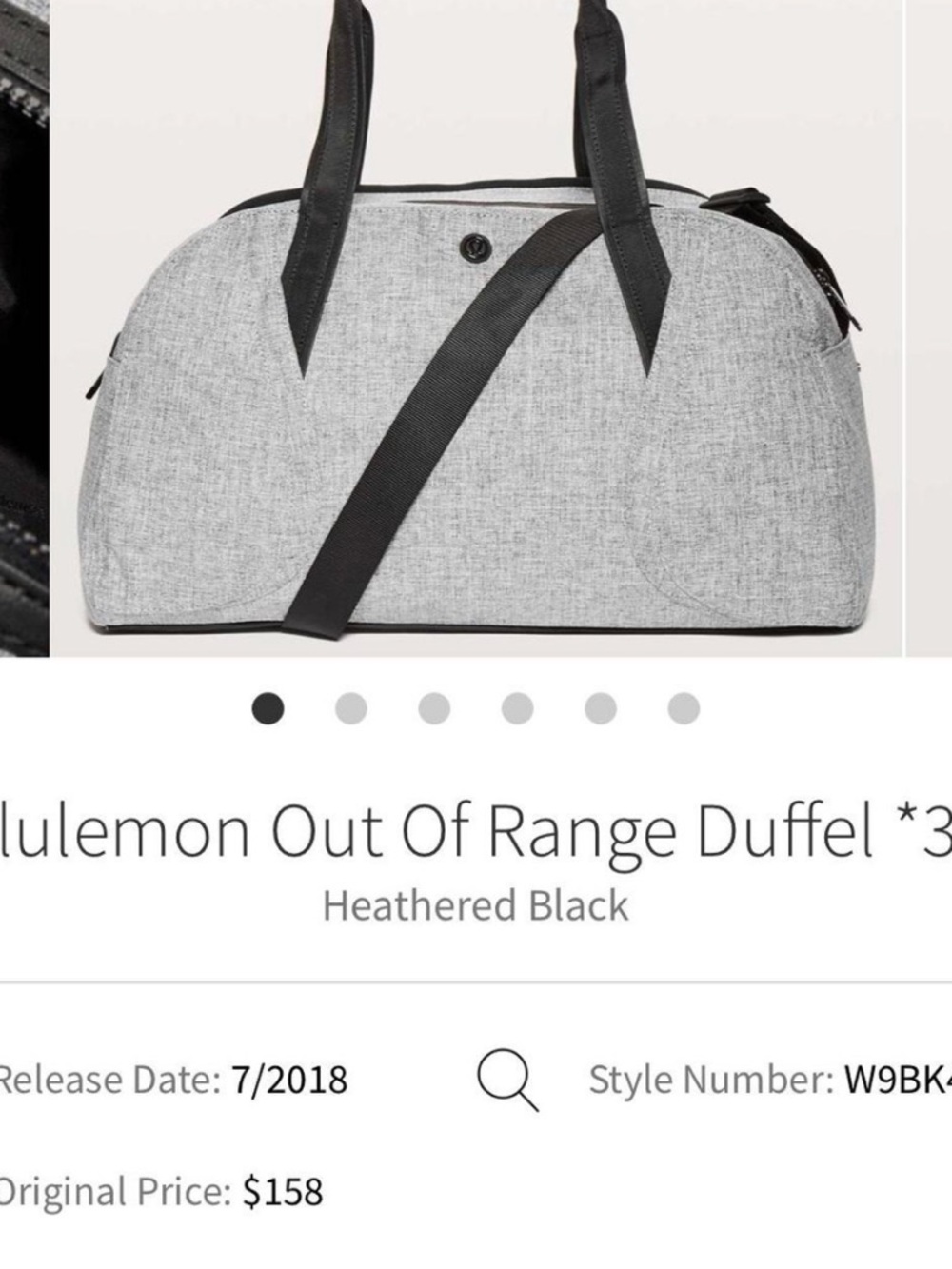 lululemon athletica Out Of Range Duffel - Heathered Gray with Black Trim